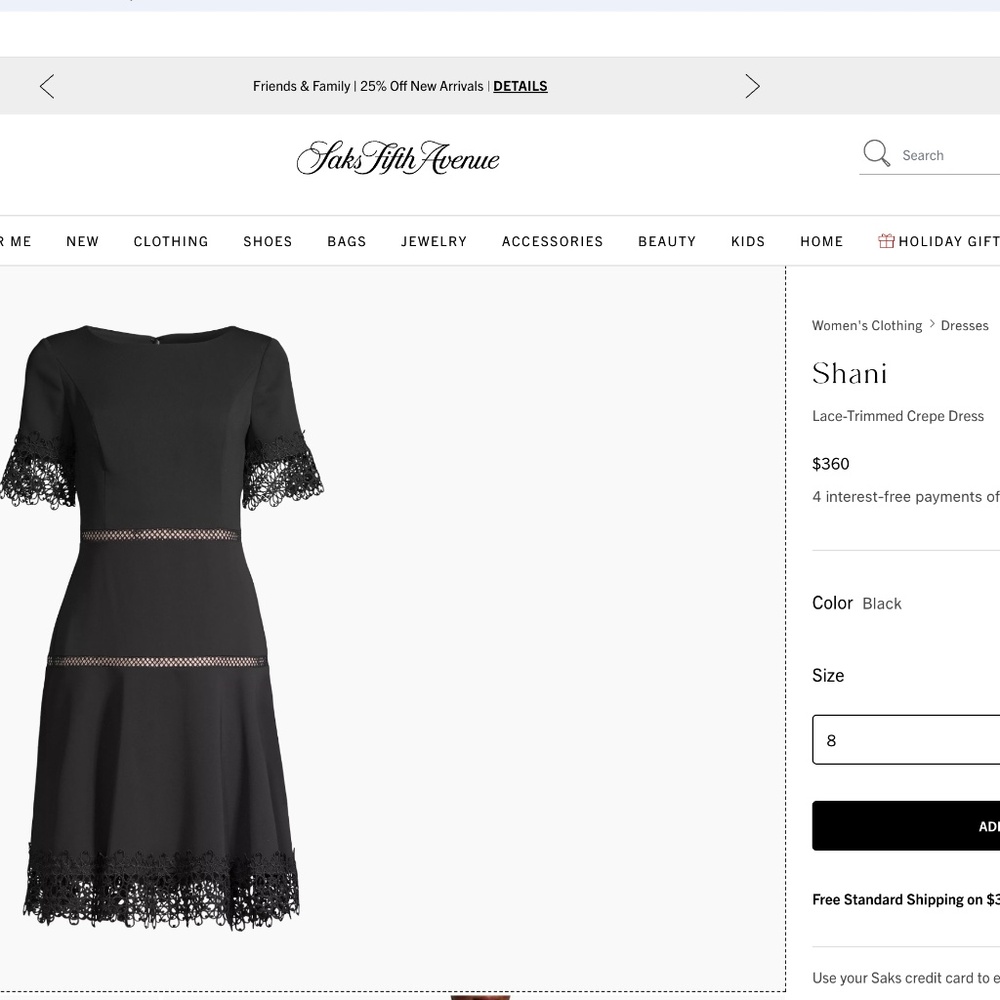 Shani Black Lace Trimmed Crepe Dress